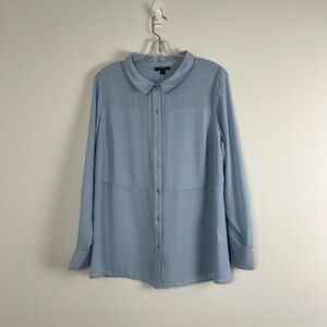 Women's Alfani Soft Sky Blue Button-Up Blouse 0X